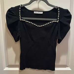 Rihoas beaded sweetheart neckline top